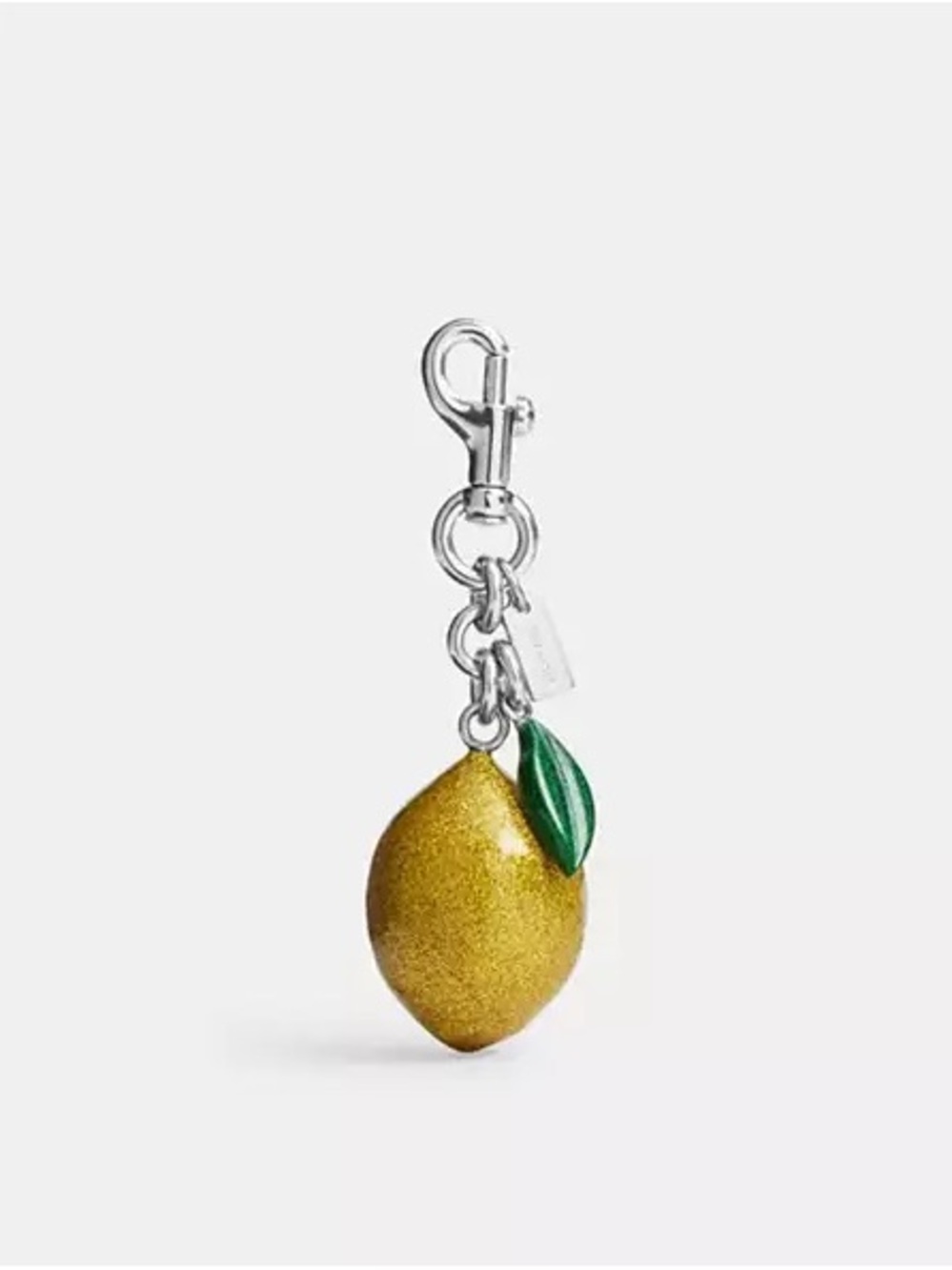 Coach Lemon Charm Keychain with Green Leaf